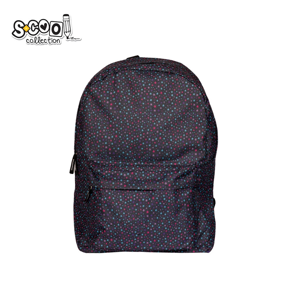 Ghiozdan CLASSIC, imprimeu stelute multicolore, 11 ani+, buzunar frontal, 30x16x43 cm - imagine 4